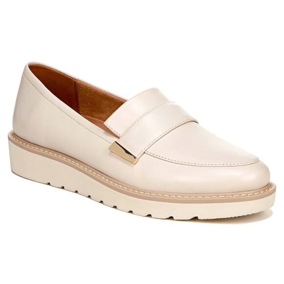 Naturalizer 8.5 Women's Adiline Slip-On Platform Loafer Satin Pearl White Leathe - Picture 1 of 11